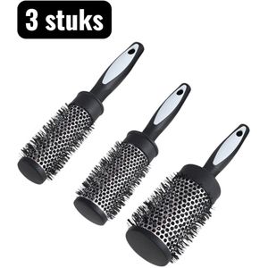 3 stuks - Kammen - Haarmassagekammen - Luie Krultang met Nylon Borstel - Schattige Inwaartse Krul Styling Kam - Aluminium Roller Borstel voor Thuisgebruik - Zwart