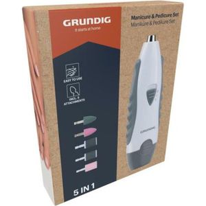 Grundig Manicure Set Elektrisch 5-in-1 - Manicureset voor Handen en Voeten - Elektrische Pedicureapparaten met 5 Opzetstukken - Compacte Set voor Thuis en Reizen