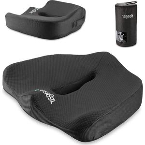 Ergonomisch Zitkussen van Traagschuim voor Autobestuurders - Stuitkussen voor Kantoor en Rolstoel - Ischias Zitkussen - Zwart