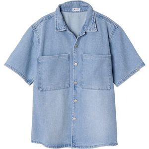 Jonen Licht denim jongensoverhemd met korte mouw