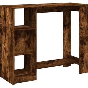The Living Store Bartafel met schap 124x46x103,5 cm bewerkt hout gerookt eiken - Bartafel - Houten Bartafel - Lounge Tafel - Barkast - Opslagruimte