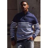 Mexx Pullover Striped Half Zip Navy Heren - Maat S