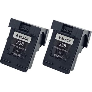 KATRIZ® huismerk ink HP338 Zwart |2 stuks |Geschikt voor HP DeskJet460c/460cb/460wbt/460wf/5740/5743/5748/6520/6540/6843/6620/9800;Officejet 1510/1610/7210/7310/7410/7413; 2573/2575/2613/2710/2713/8050/8150/8450/8453/8750