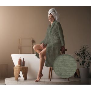 Heckett Lane Badjas Katoen Prestige - Army Green - MaatXL - Badjas 100% Katoen - Badjas Dames - Badjas Heren