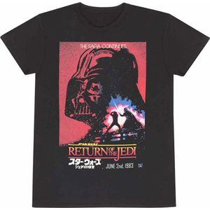 T-Shirt met Korte Mouwen Star Wars Vader Poster Zwart Uniseks - L