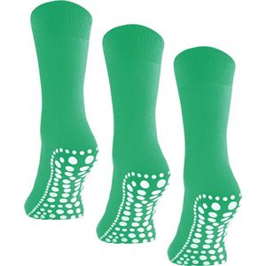 Budino® Huissokken Anti Slip Set - 3 paar - Dikke Antislip Sokken - Gripsokken - Dikke Yoga Pilates Sokken - maat 43-46 - Licht Groen