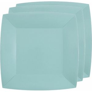 Santex Feest gebaksbordjes - lichtblauw - 30x - karton - 18 cm - vierkant - kartonnen feestbordjes