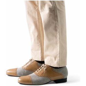 Nueva Epoca Tadil - Heren dansschoenen Argentijnse Tango - Soepel leer - Suède zool - Comfort en demping - Vetersluiting - Latin, Tango - Nueva Epoca - Beige Bruin - 45 1/3