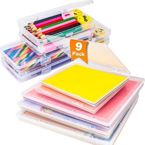 JGS ® Veelzijdige Set van 9 Transparante Kunststof Opbergdozen voor Documenten en Meer