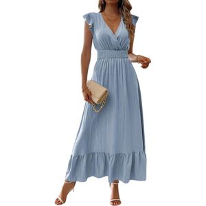 Livano Zomerjurk Dames - Zomerjurken - Volwassen - Jurk - Ibiza Stijl - Sundress - Hemelsblauw - Maat L