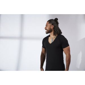 V-nus Stretch Diepe V-hals Zwart 8-pack M