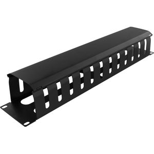 Deltaco 19-26, Paneel voor kabelbeheer, Zwart, Metaal, 2U, 481 mm, 75 mm