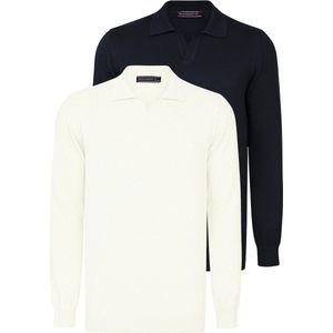 Felix Hardy Polokraag Trui Set - 2 Pack - Pullover Set Heren Ecru-Navy - L