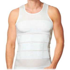 TAFUER - Corrigerend Hemd Mannen - Body Buik Shapewear Shirt - Slim Waist Shaper - Mouwloos - Wit - XXL