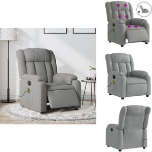 vidaXL Elektrisch Verstelbare Massagestoel - Elektrisch Verstelbare Massagestoelen - Elektrische Massagestoel - Massagestoel - Massagestoel elektrisch verstelbaar stof lichtgrijs
