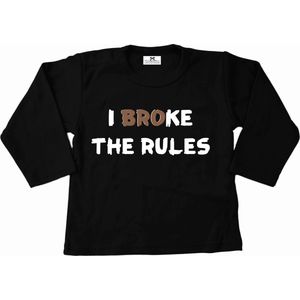 Shirt grote broer-zwart-I broke the rules-bekendmaking zwangerschap-Maat 104