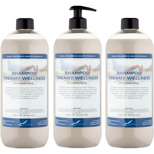 Shampoo Creamy Wellness - 1 liter (transparant) - 3 Stuks - met pomp - Voordeelverpakking - Haarverzorging