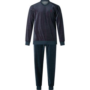 Gentlemen heren pyjama velours - maat L - V-hals - Code - marine