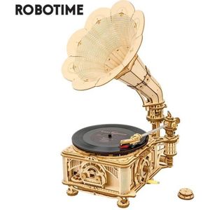 Robotime muziekdoos - Automatisch - Rokr - Platenspeler - Houten puzzel - Volwassenen - 3D puzzel - DIY