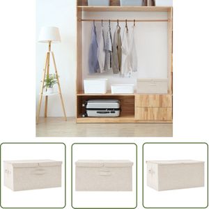 The Living Store Opbergbox - 50x30x25 cm - Inklapbaar - 2 vakken - Crème
