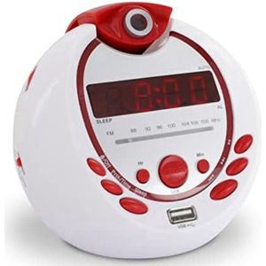 Wekkerradio met Projectie - Digitale Wekker - Digitale Klok - Roods-sWit