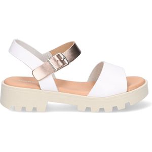 Braqeez 423002-500 Meisjes Platform Sandalen - Wit/Goud - Leer - Gesp