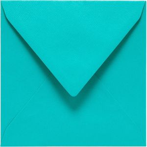 100x luxe wenskaartenveloppen Vals vierkant 125x140 mm - 12,5x14.0 cm - 105 grams Turquoise
