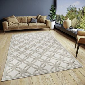 Flycarpets Iconic Design vloerkleed - Cirkel - Crème / Beige - 200x285 cm