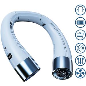 Nekventilator met Display - Nek Ventilator - Halsventilator - Draagbare Nek Ventilator - Gezichtsventilator - Hals Ventilator - Nekventilator - Nek Ventilator Oplaadbaar USB - Blauw