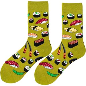 Sushi Sokken met grappig design - Vrolijke Sokken Dames - Funny Socks met Japans Eten - Maat 36/41