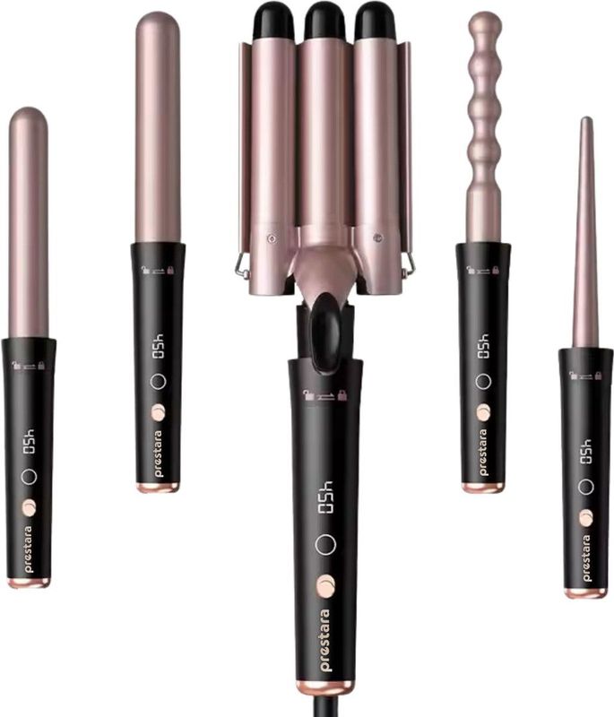 Prestara 5-in-1 Krultang: Veelzijdig, Temperatuurcontrole, Inclusief 5 Opzetstukken – Ideaal voor Elke Haarstijl