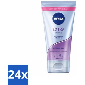 24 x NIVEA - Stylingsgel - Extra Sterk - Betrouwbare Fixatie - 150 ml - Haarstyling Gel - Sterke Fixatie - Styling Gel - Haarverzorging - Vitamine B3