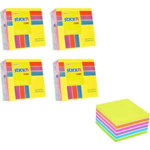 Stick'n Memokubus sticky notes - 4 pack - 76x76mm, regenboog, 1600 memoblaadjes