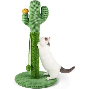 Krabstam voor katten, krabzuil, cactus, kleine krabpaal voor katten, natuurlijke sisal, krabcactus, stabiele krabstang, 57,9 x 33 cm, groen