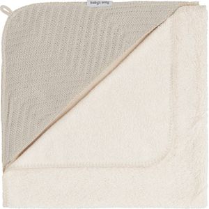 Baby's Only Baby badcape - Omslagdoek met visgraatpatroon - Handdoek met capuchon Grace - Warm Linen - 75x85 cm - Badstof