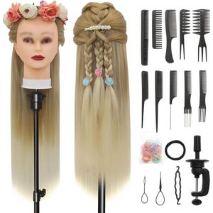 Trainingshoofd 28 inch 100% Synthetische Vezels Oefenhoofd Training Hoofd Kappers opleiding hoofd met gratis klem en DIY vlechten Set (27-613) - Voordelig en hoogwaardig