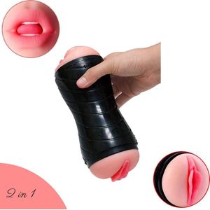 URlife® Masturbator voor man- Sex toys- Blowjob- Flashlight- Penis- Pocket Pussy- 2-1 Vagina en Mond- Deepthroat- BDSM- Kunstvagina- Discreet- 21 cm
