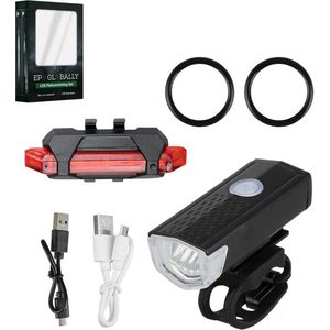 LED Fietsverlichtingsset - Verlichting voor fiets - USB Oplaadbaar - Fietsverlichting - Set - Fietslampjes voor en achter - Voorlicht - Achterlicht - Waterdicht - Lange batterijduur - Mountainbike - MTB / Racefiets / Citybike / Kinderfiet