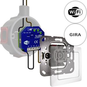 Gira led tastdimmer WiFi 0-200W, inbouw, kleine inbouwdiepte, 2-draads en 3-draads, ECO-DIM.10 + Gira pulsdrukker
