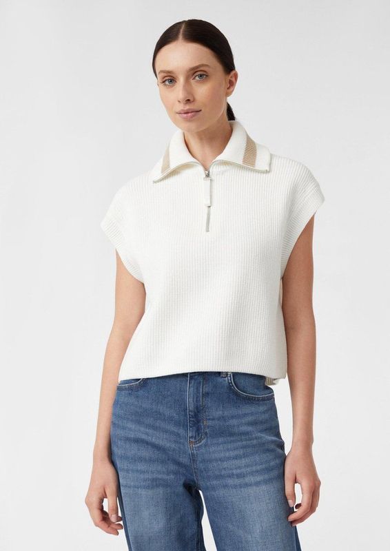 comma - Gebreide Trui - Zwart - Boxy Fit - Zonder Mouwen