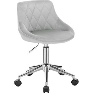 Kamyra® Velvet Bureaustoel voor Kinderen - Ergonomisch, Verrijdbaar & In Hoogte Verstelbaar - Fluweel - Lichtgrijs