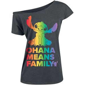 Lilo & Stitch Ohana Rainbow Dames T-shirt - grijs - XXL