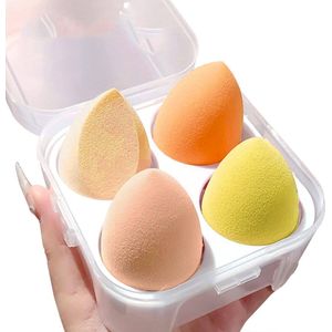4-delig Make-up Sponzen Set - Latexvrije Beauty Blender voor Foundation en Concealer - Nat en Droog Gebruik - Zacht Pu Schuim met Cadeaudoos
