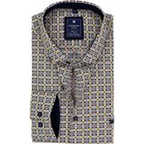 Redmond - Comfort Fit Overhemd - Wit met Blauw - Multicolor Fantasie - Strijkvriendelijk