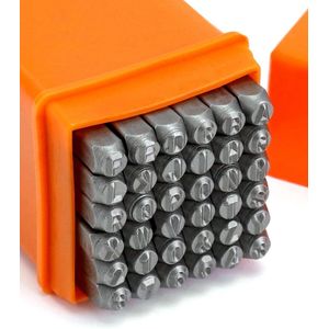 36 stuks stansnummers en letters voor doe-het-zelf snijwerk reliëf op metaal hout leer (4 mm) (nummers 0-9 alfabet AZ symbool &)