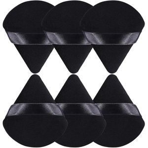 Crrynuo - Powder Puff - Make-up Sponsje - Zwarte Spons - 6 Stuks - Nat/Droog Gebruik - Zwart