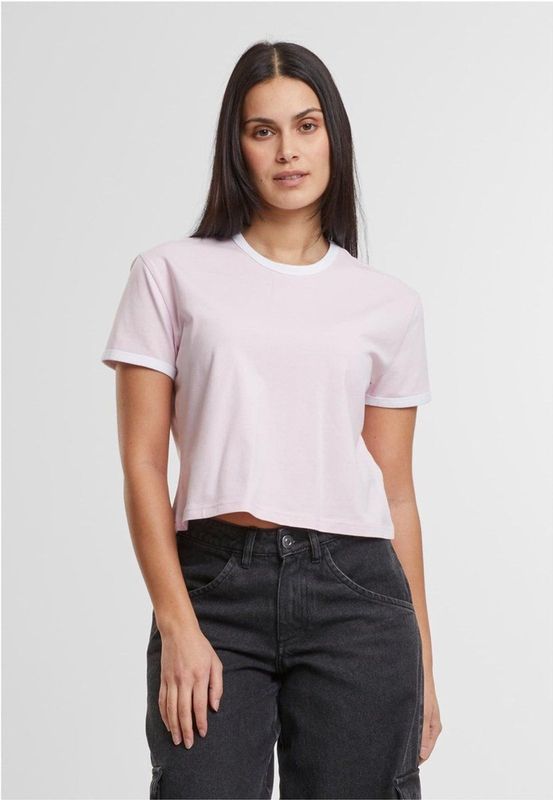 Urban Classics - Contrast Retro - Dames T-shirt - Katoen - Ronde Halslijn - Korte Mouwen