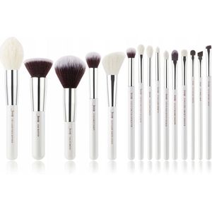 Jessup T240 Set 15 Make-up Kwasten Gezicht & Ogen Wit/Zilver