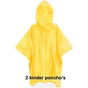 CHPN - Poncho - Kinder poncho - Geel - Regenjas - Wegwerp - Speciaal voor kinderen - One size - Regen - 2 stuks