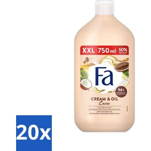 Fa - Cream & Oil Cacao - Bad- & Douchegel - Cacaoboter Met Kokosolie - 750 ml - Bulkverpakking - 20 stuks